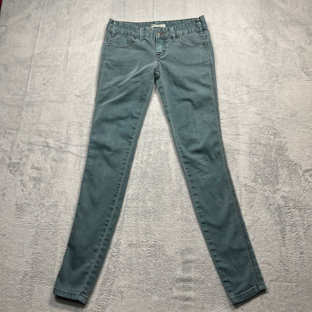 Free People Skinny Jeans Women Teal Low Rise Faded Stretch‎ Denim Slim Fit 25